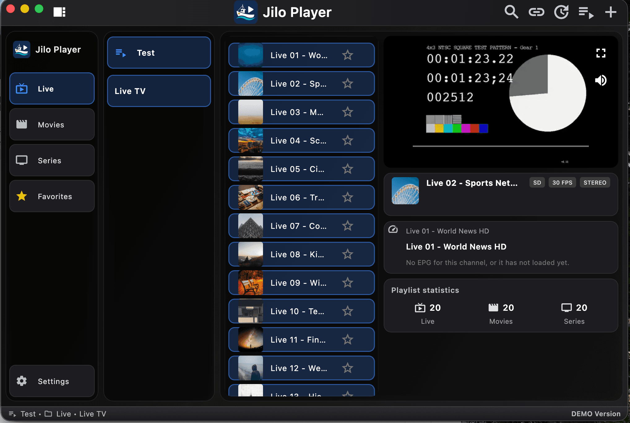 Jilo Player arayüz ekran görüntüsü 1