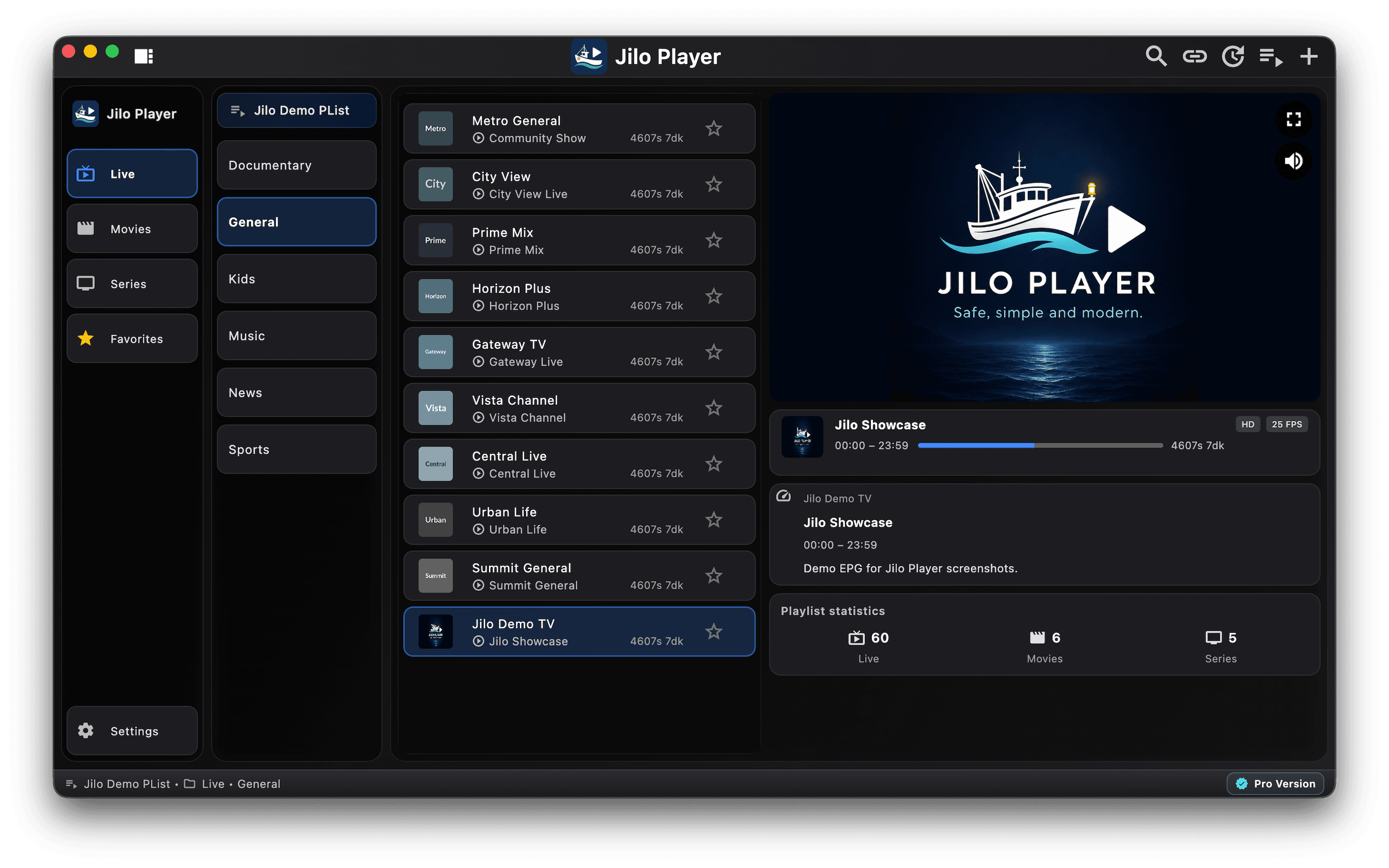 Jilo Player arayüz ekran görüntüsü 1