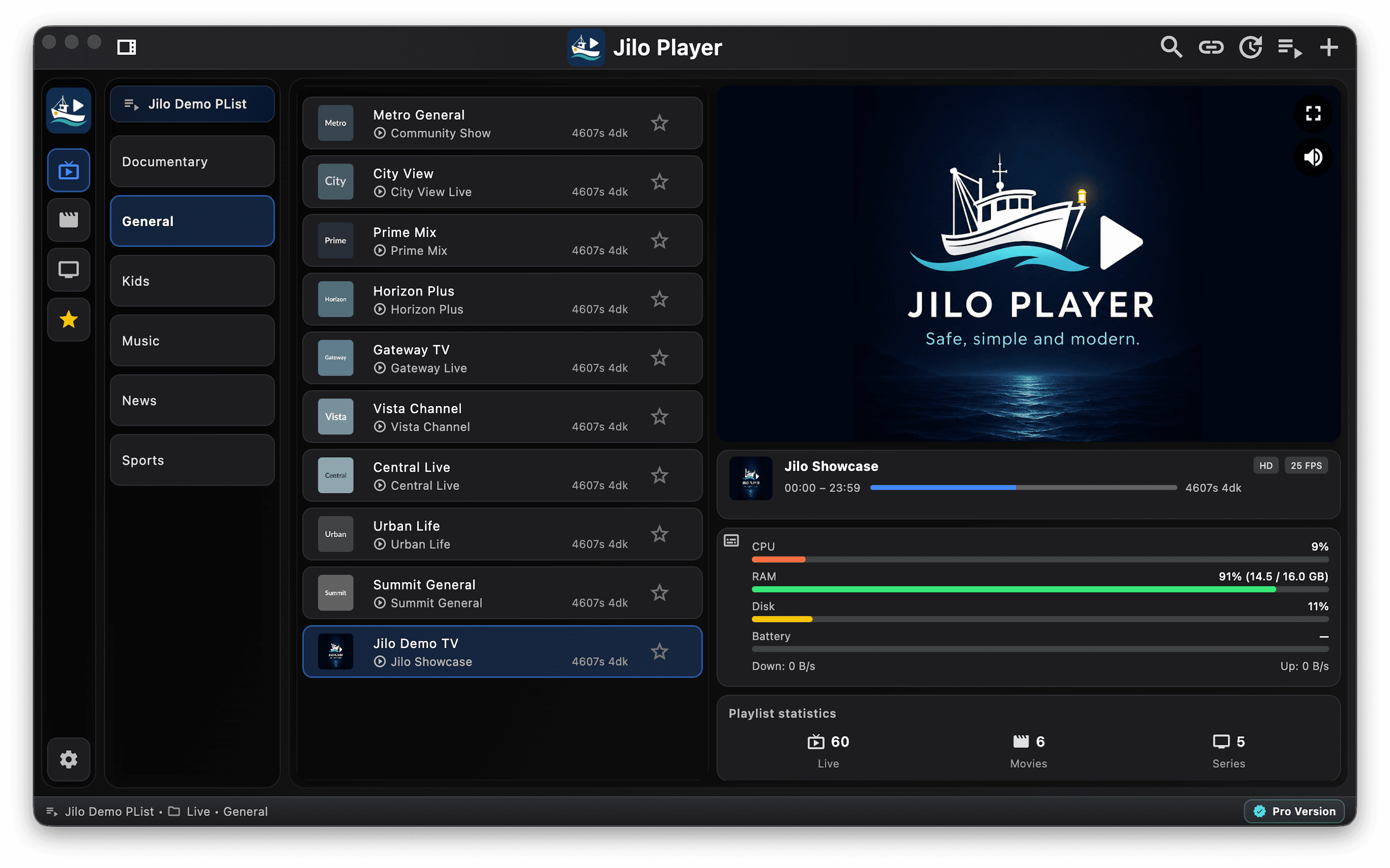 Jilo Player arayüz ekran görüntüsü 3