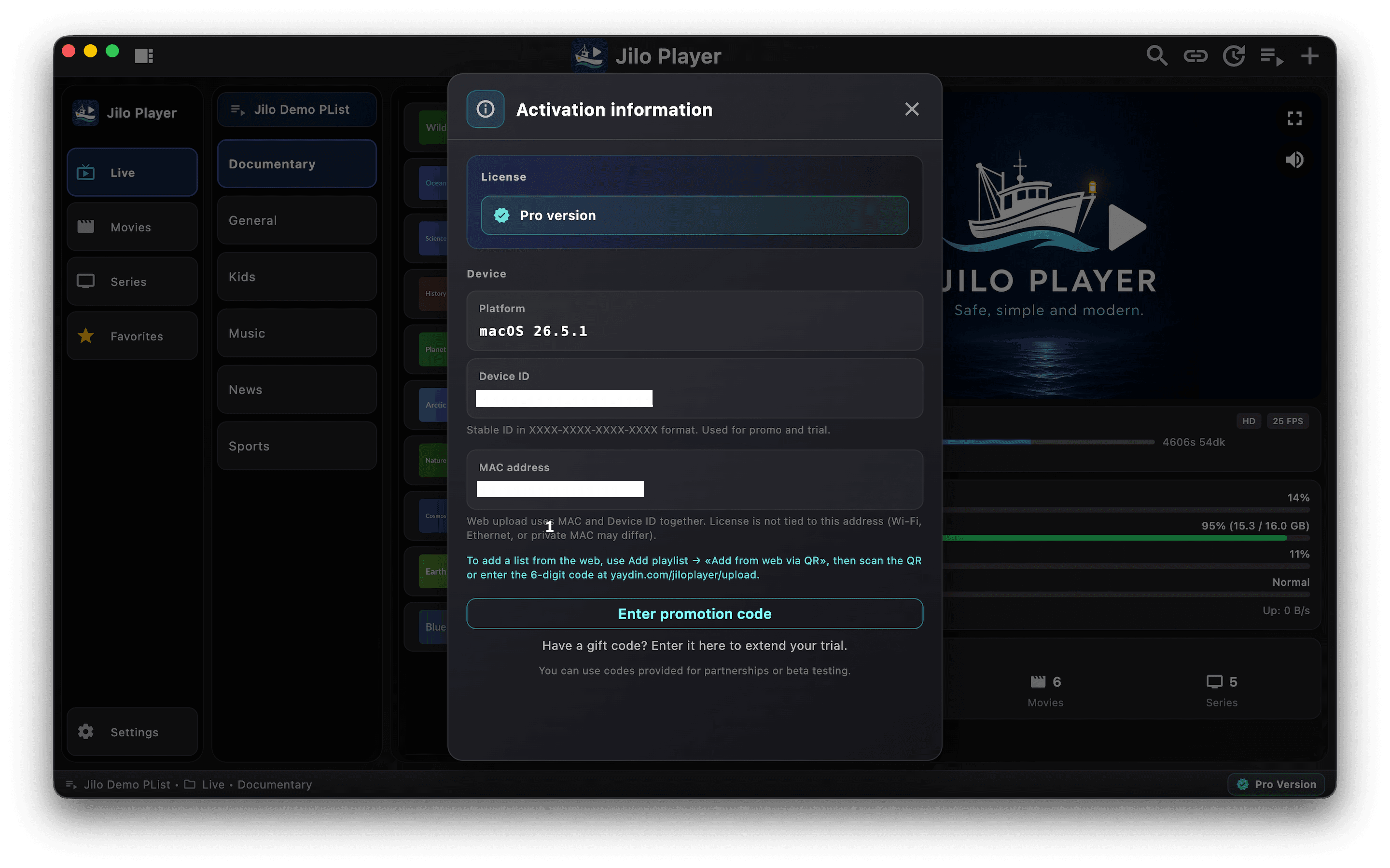 Jilo Player arayüz ekran görüntüsü 5