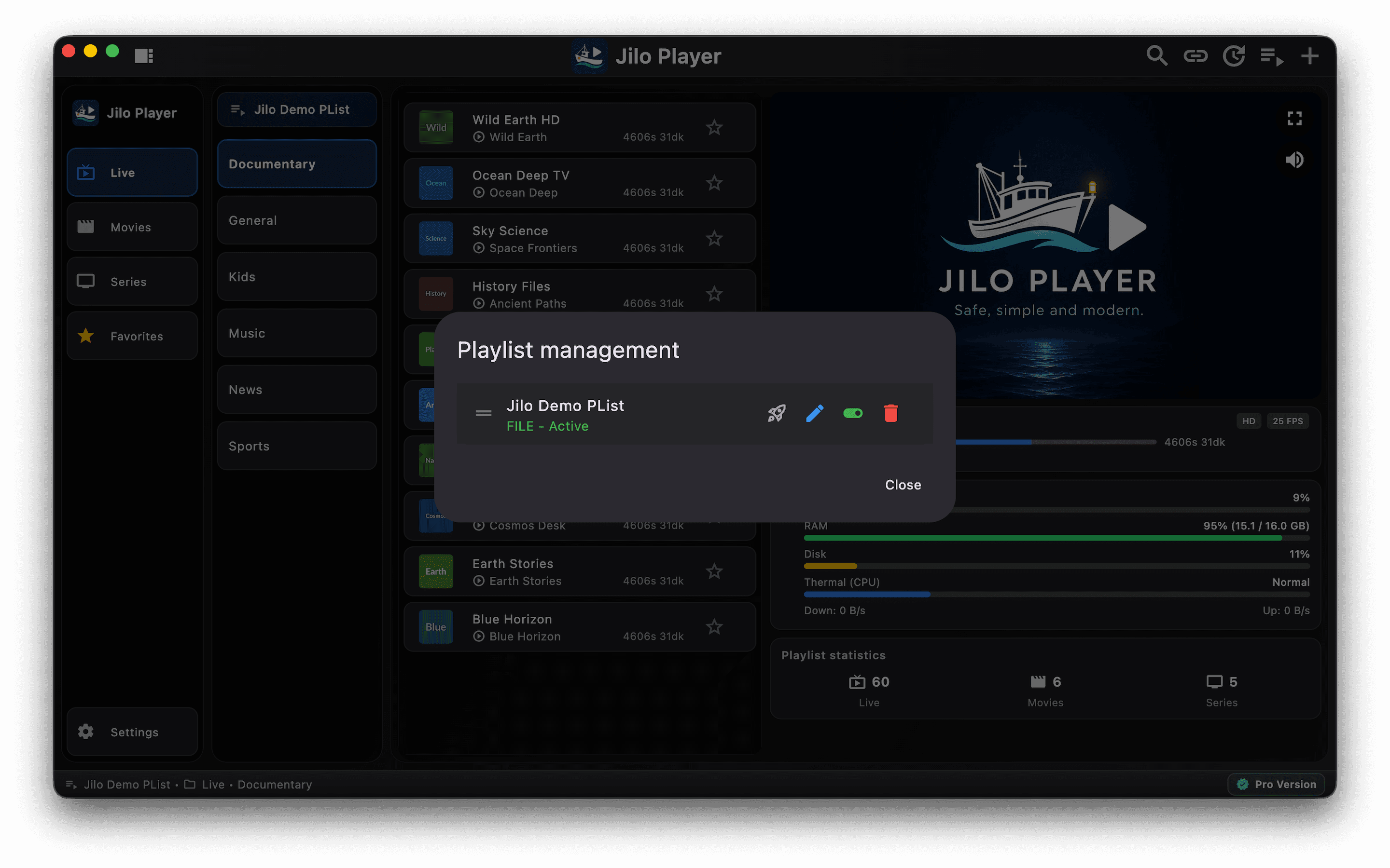 Jilo Player arayüz ekran görüntüsü 6